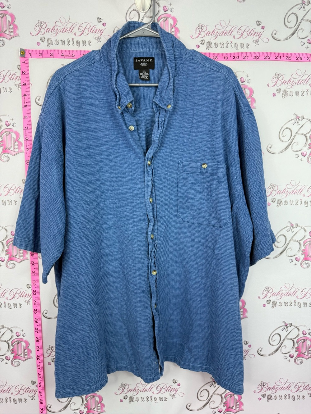 Savane Men's Short-Sleeve Button-Down Shirt in Light Blue